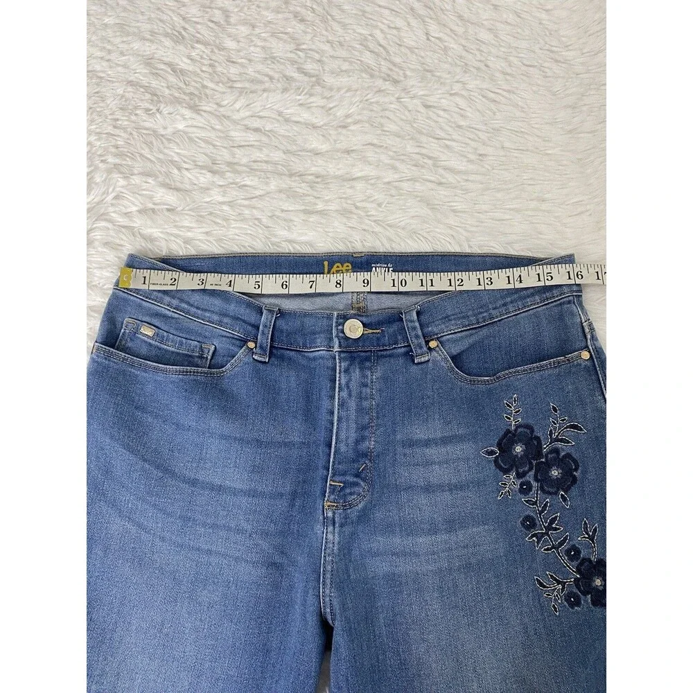 Lee Blue Jeans Women's 32 Sculpting Slim Fit Ankle Jegging Mid Rise Embroidered